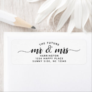 Simple Modern The Future Mr & Mrs Wedding Script Return Address Label