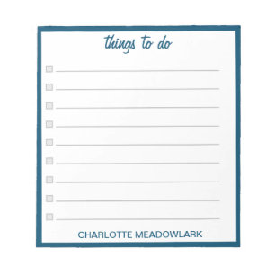 Simple Modern Things to Do Personalised Checklist Notepad