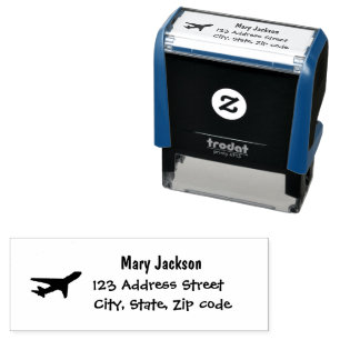 Simple Modern Travel Aeroplane Mailing Address Self-inking Stamp