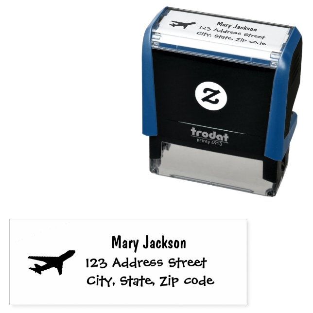Simple Modern Travel Aeroplane Mailing Address Self-inking Stamp (In Situ)