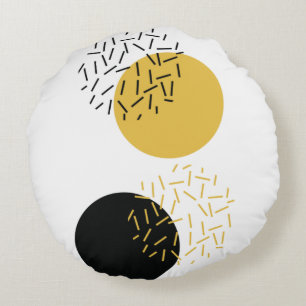 Simple, modern, trendy urban geometric graphic art round cushion