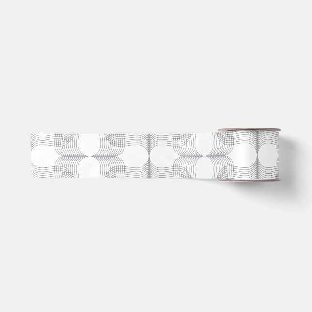 Simple, modern, trendy wavy graphic design pattern satin ribbon (Front)