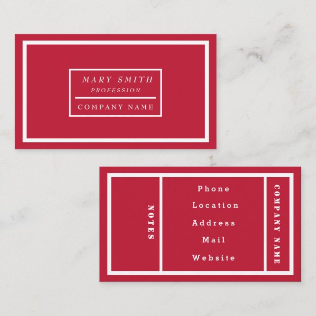 Simple Modern True Red Business Card (Front/Back)