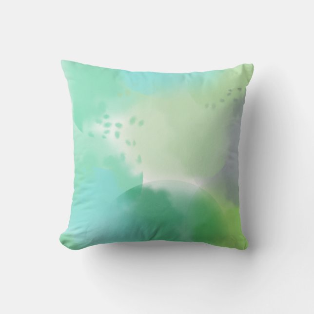 SIMPLE MODERN TURQUOISE  GREEN GEOMETRIC ABSTRACT CUSHION (Front)
