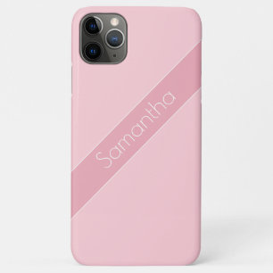 Simple Modern Two-Tone Pale Pink Personalized Name iPhone 11 Pro Max Case