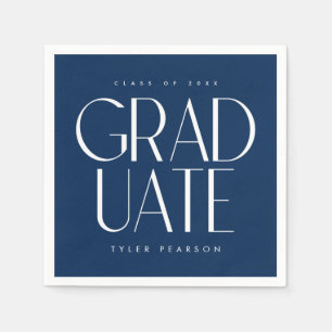 Simple Modern Type Blue Graduation Party Napkin