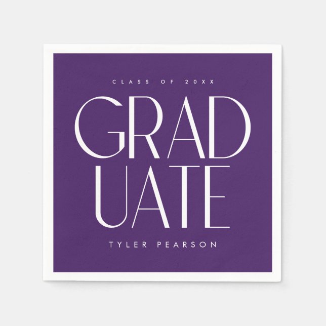 Simple Modern Type Purple Graduation Party Napkin (Front)