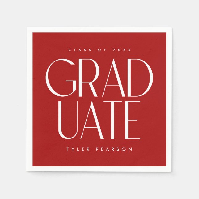 Simple Modern Type Red Graduation Party Napkin (Front)