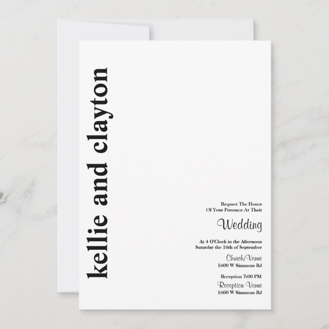Simple Modern Type Wedding Invitation (Front)
