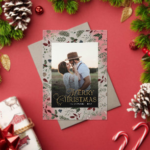 Simple Modern Typography 1 Photo Christmas Card Acrylic Invitations