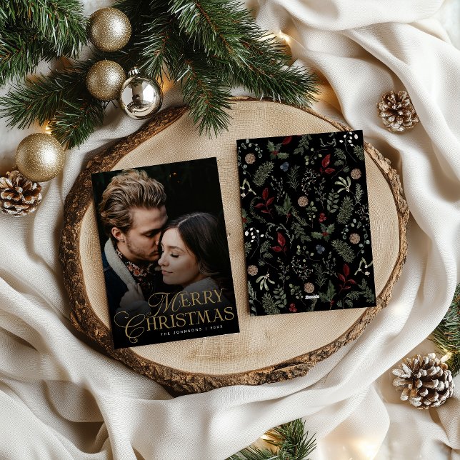 Simple Modern Typography 1 Photo Merry Christmas Holiday Card (Creator Uploaded)