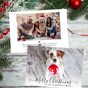 Simple Modern Typography 2 Photo Christmas Holiday Card