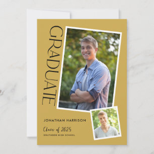 Simple Modern Typography 2 Photo Graduation Party Invitation