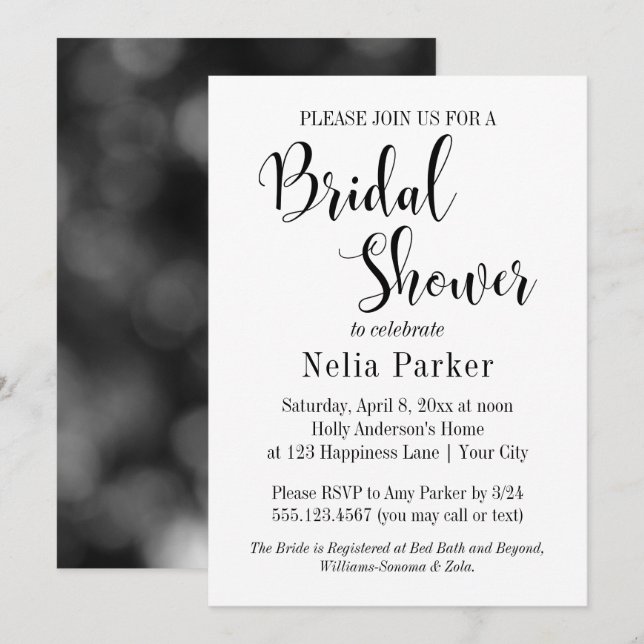 Simple Modern Typography Bridal Shower 3 Invitation (Front/Back)