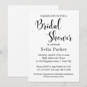 Simple Modern Typography Bridal Shower 4 Invitation