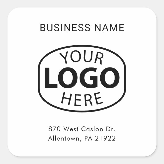 Simple Modern Typography Business Logo Custom Square Sticker (Front)