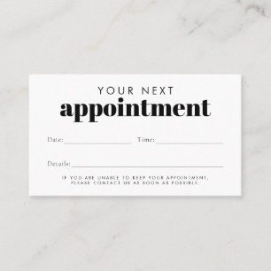 Simple Modern Typography Business Reminder Appointment Card