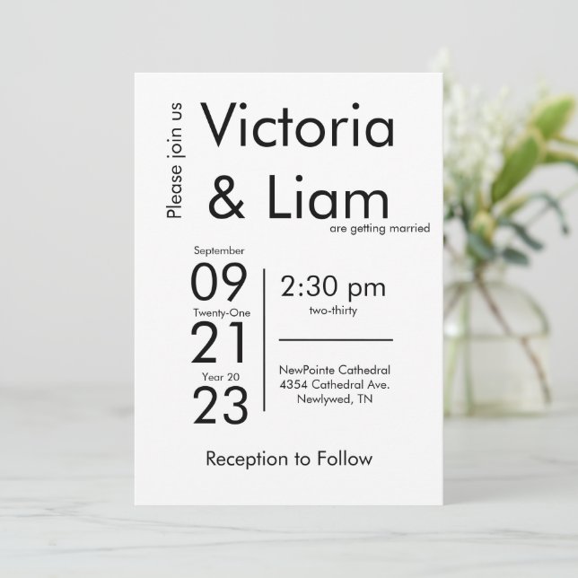 Simple Modern Typography Name Wedding Invitation (Standing Front)