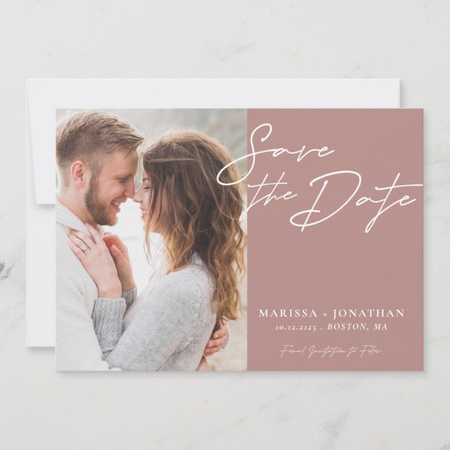 Simple Modern Typography Photo Save The Date (Front)