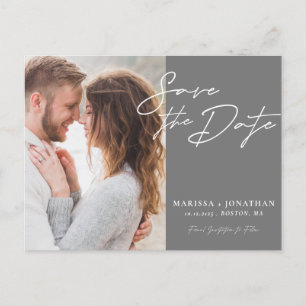 Simple Modern Typography Photo Save The Date Announcement Postcard