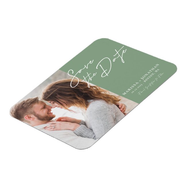Simple Modern Typography Photo Save The Date  Magnet (Left Side)