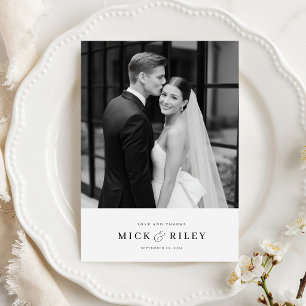 Simple Modern Typography Photo Wedding Thank You Card