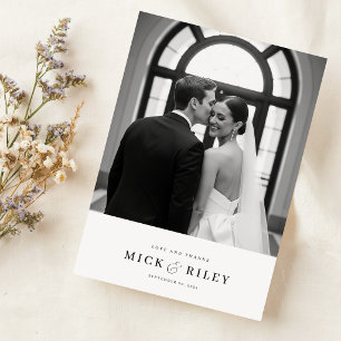 Simple Modern Typography Photo Wedding Thank You Card