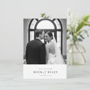 Simple Modern Typography Photo Wedding Thank You Card