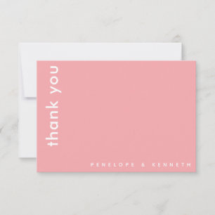 Simple Modern Typography Pink Custom Wedding Thank You Card