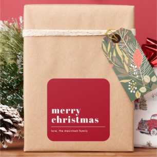 Simple Modern Typography Red Square Sticker