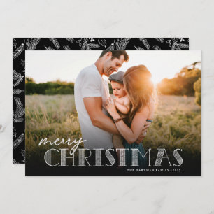 Simple Modern Typography Silver Christmas Photo Holiday Card