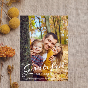 Simple Modern Typography thanksgiving family photo Holiday Card