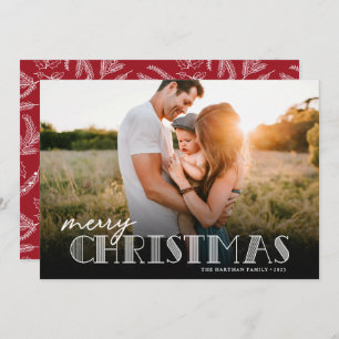 Simple Modern Typography White Christmas Photo Holiday Card