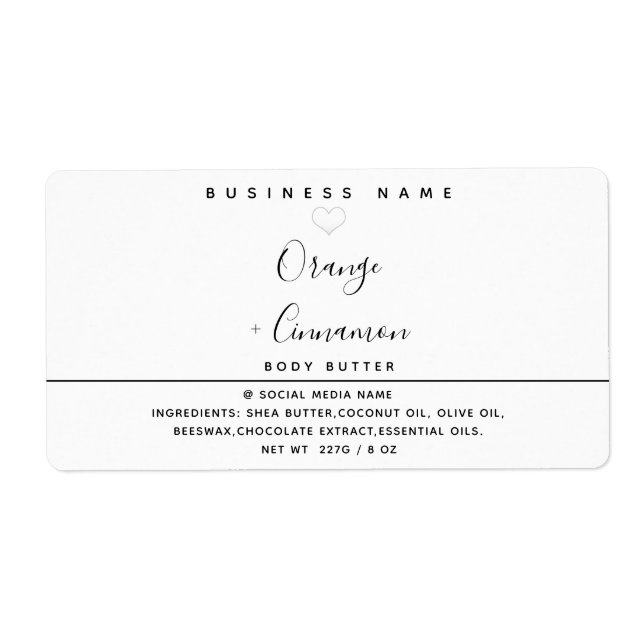 Simple modern  typography white heart Body butter  (Front)