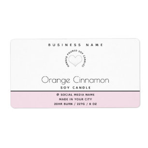 Simple modern  typography white heart  candle labe