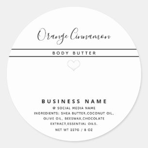 Simple modern typography white heart classic round sticker