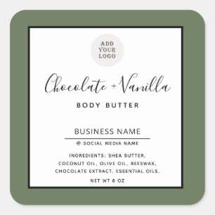 Simple modern typography white olive product   square sticker