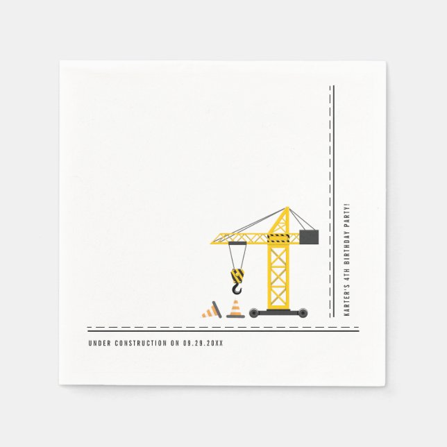 Simple Modern Under Construction Theme Party Napkin (Front)