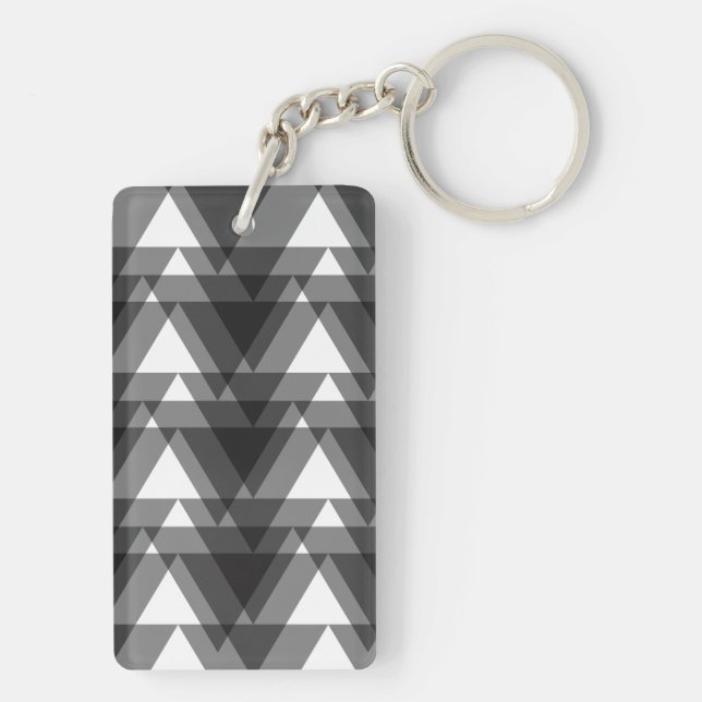 Simple, modern, urban, bold transparent triangles key ring (Back)