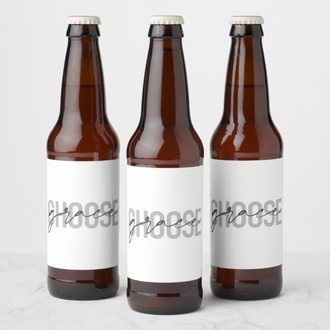 Simple, modern, urban, cool design Choose Grace Beer Bottle Label (Bottles)