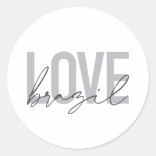 Simple, modern, urban, cool design Love Brazil Classic Round Sticker