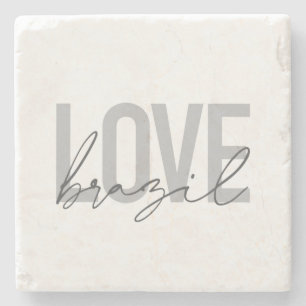 Simple, modern, urban, cool design Love Brazil Stone Coaster