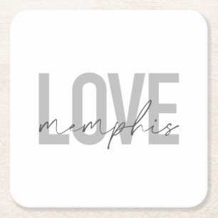 Simple, modern, urban, cool design Love Memphis Square Paper Coaster