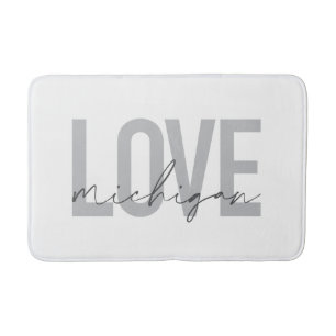 Simple, modern, urban, cool design Love Michigan Bath Mat