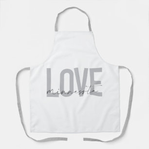 Simple, modern, urban, cool design Love Minnesota Apron