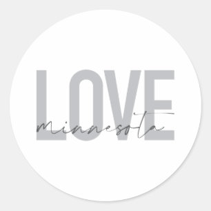 Simple, modern, urban, cool design Love Minnesota Classic Round Sticker