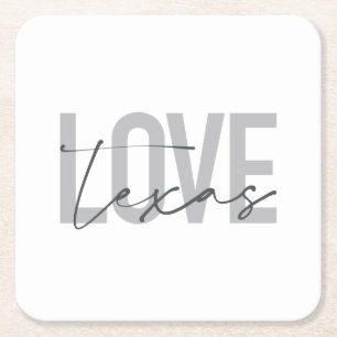 Simple, modern, urban, cool design Love Texas Square Paper Coaster