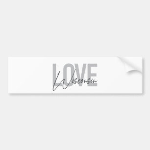 Simple, modern, urban, cool design Love Wisconsin Bumper Sticker