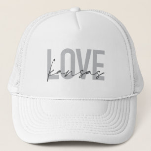 Simple, modern, urban, cool design of Love Kansas Trucker Hat