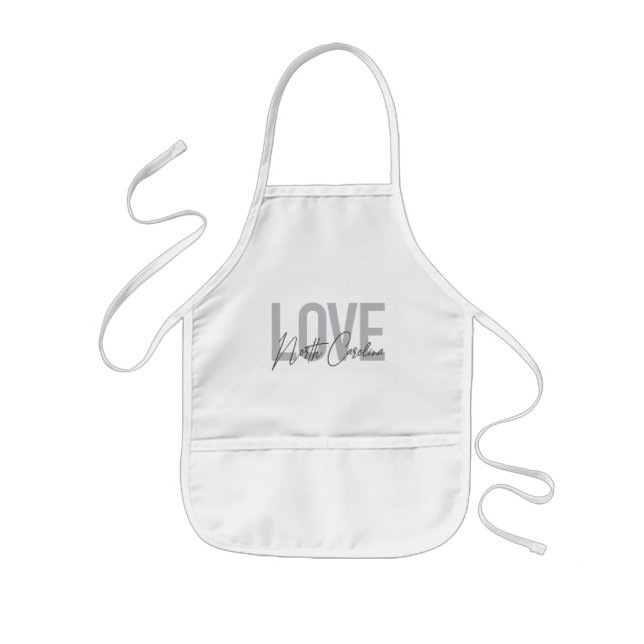 Simple, modern, urban design Love North Carolina Kids Apron (Front)